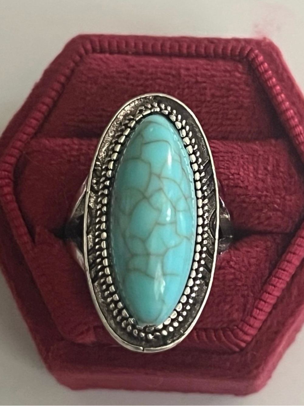Boho/Vintage Bohemian Design Faux Turquoise Statement Ring Size 7 NWT